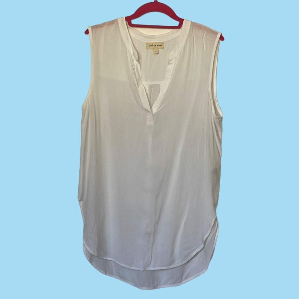 Cloth & Stone White V Neck Tank Top Large